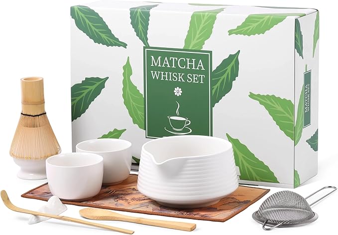HELPLX Matcha Whisk Set 10-Piece Japanese Matcha Kit with BowlWhisk & Holder2 Tea CupsBamboo ScoopSp