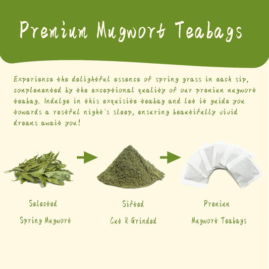 Jarteela - Mugwort Tea Bags, 50 Count, Dried Mugwort Herb Teabags | 100% pure mugwort herb, caffeine-free and Non-GMO. Earthy and smooth, ideal for daily hot or iced artemisia tea.
