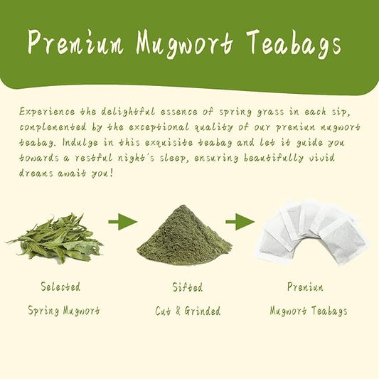 Jarteela - Mugwort Tea Bag, 2g x 50 Count - Pure Mugwort Herb - Natural Herbal Tea Bags for Digestion - Non-GMO - Caffeine-free Tea