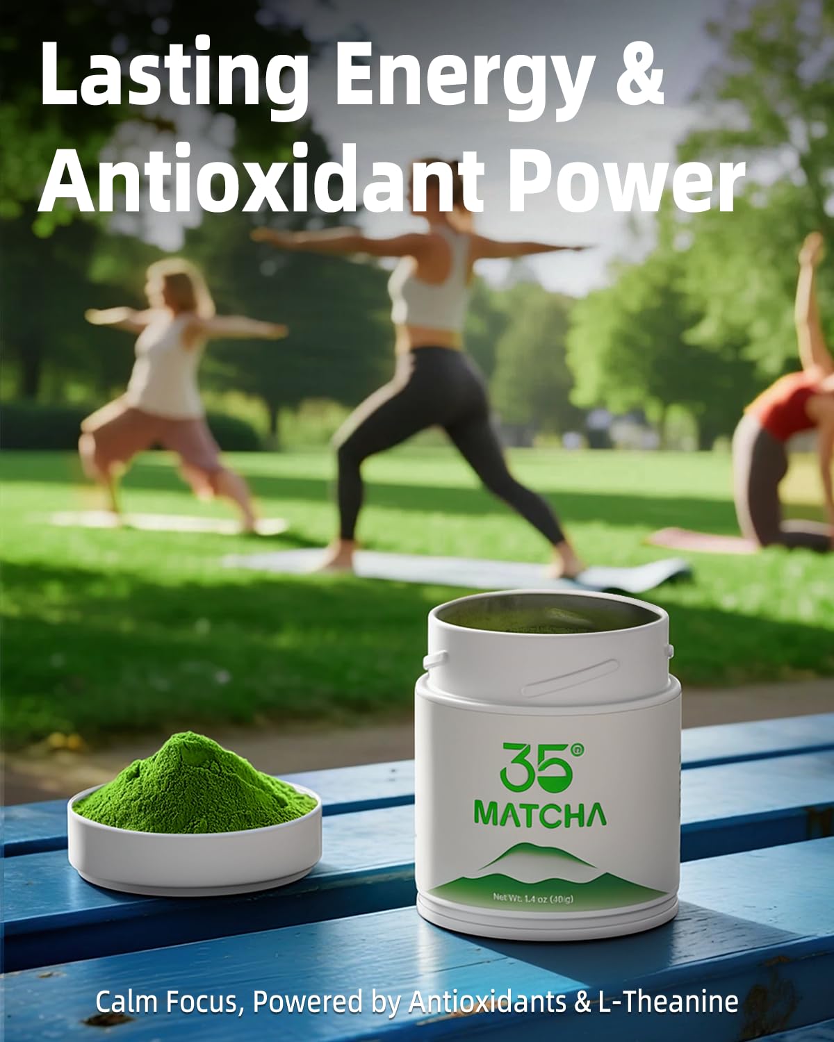 35°N MATCHA Organic Ceremonial Grade Matcha Green Tea Powder – Smooth, Vibrant Green, Low Bitterness, First Harvest, Ideal for Matcha Lattes & Usucha, USDA Certified (40g / 1.4oz)-White Tin