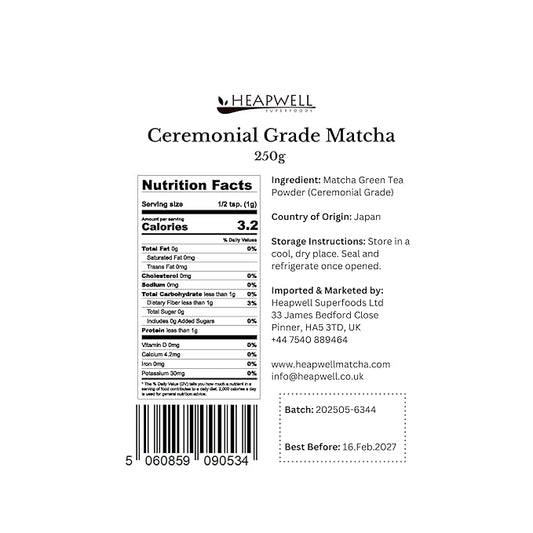 Heapwell Japanese Matcha – Premium & Ceremonial & AAA Grade Matcha Tea | Authentic Japanese Origin (8.8oz Bulk Pack, Ceremonial Grade)