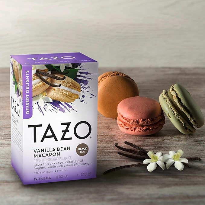 Tazo Tea Bags, Glazed Lemon Loaf Herbal Tea, & Vanilla Bean Macaron Black Tea 15CT (1ea) (Variety Pack)