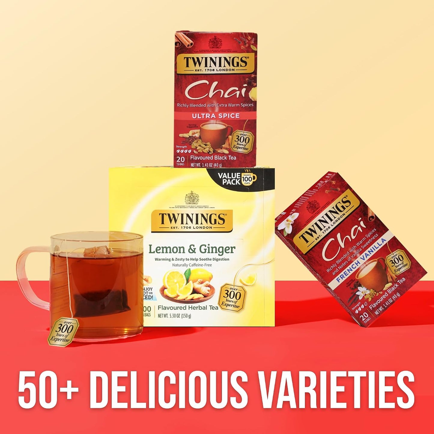 Twinings Ultra Spice Chai Black Tea Bags, 20 CT Box (6 Pack) | Sweet & Savoury, Extra Cinnamon, Ginger, Cardamom & Clove, Naturally Caffeinated, 120 Foil Lined Individually Wrapped Bags