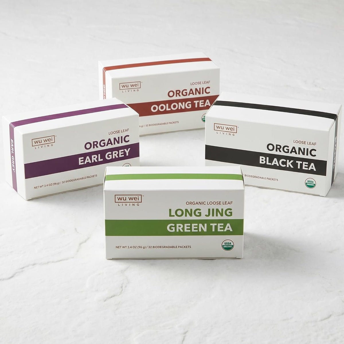 Wu Wei Living Organic Long Jing Green Tea, Loose Leaf, USDA Certified (32-Pack, 32, Count)