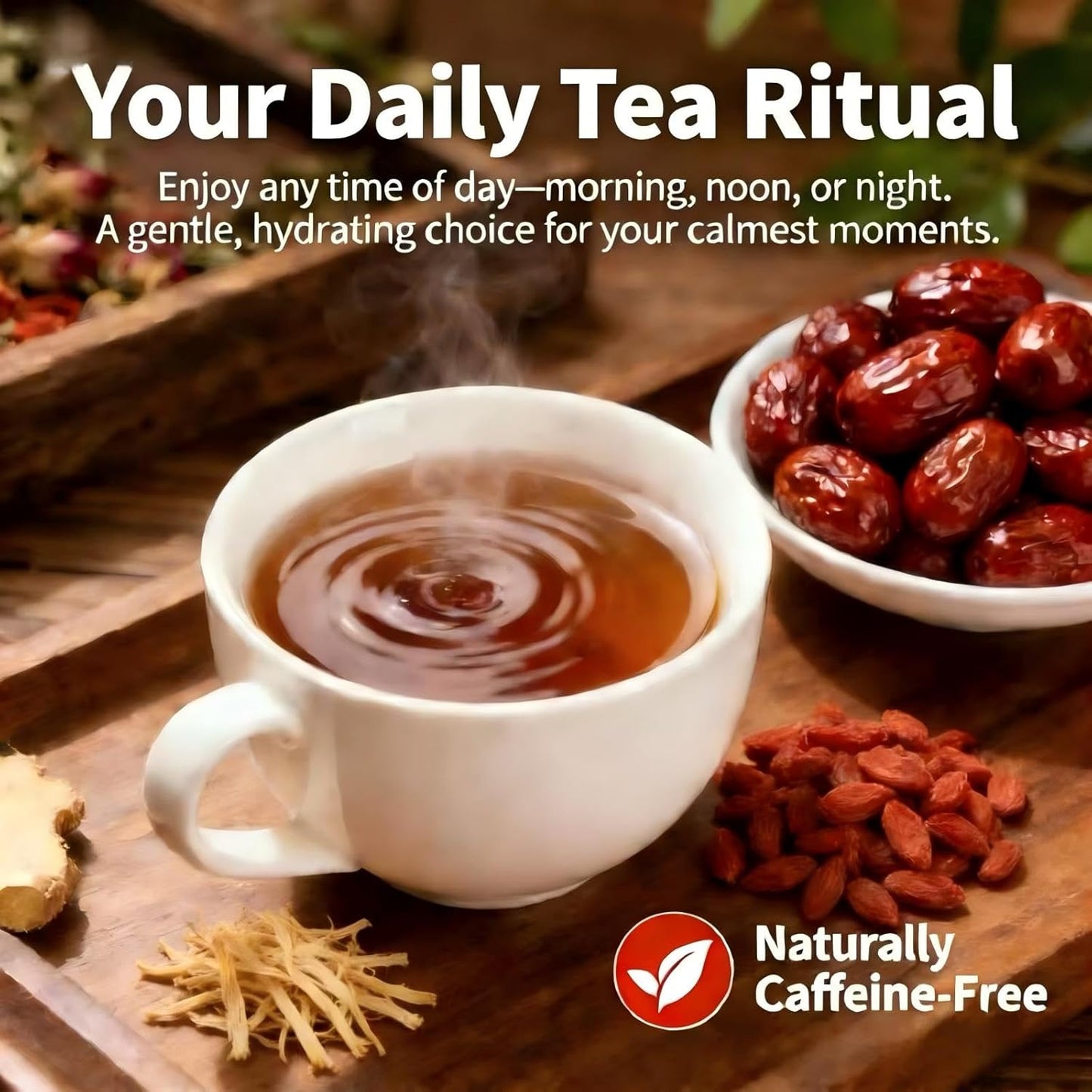 Ginger Goji Berry Jujube Dates Tea,Traditional Chinese Herbal Tea,Sweet & Spicy,Tea Gift for Women,No Additives, Caffeine Free,Organic,Non-GMO,20 Tea Bags(100g)