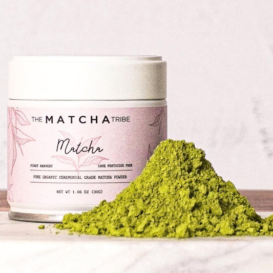The Matcha Tribe Organic Ceremonial Grade Matcha Powder – Matcha Green Tea for Lattes | First-Harvest Stone-Ground Japanese Matcha Tea from Uji & Kagoshima, Japan | 30g Tin
