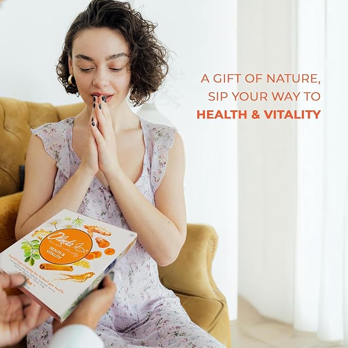 Olinda Health & Vitality Tea Gift Box Tea Samplers Organic Tea Bags Low Caffeine Detox Energy Tea Natural Herbal Gift Set Premium 9 Vareity Pack Individually Wrapped 45 Tea Bags 1 Tea Box Tea Gifts for Women