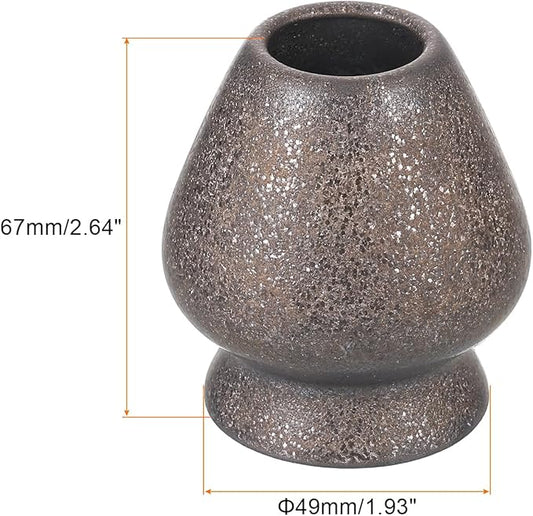 Harfington Ceramic Chasen Stand 67mm Matcha Whisk Holder, Traditional Matcha Tea Chasen Holder, Black Gold