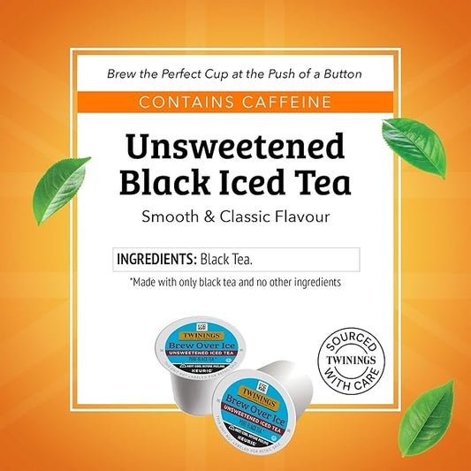 Twinings Brew Over Ice Unsweetened Black Iced Tea 72 K-Cup Pods for Keurig, 12 Count (Pack of 6), Caffeinated
