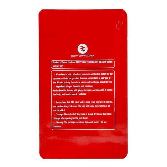 Ginger Cinnamon Turmric Tea Bags with Bamboo Tong - 55 Count (+5 Count), 5.47 oz, Re-Steep Corn Based Bag, Natural Herbal Tea for Body Warm