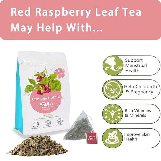 Samcci - Raspberry Leaf Tea Bag, 40 Teabags - Natural Herbal Tea - Pure Red Raspberry Leaf Herbal Tea - Non-GMO - Caffeine-free