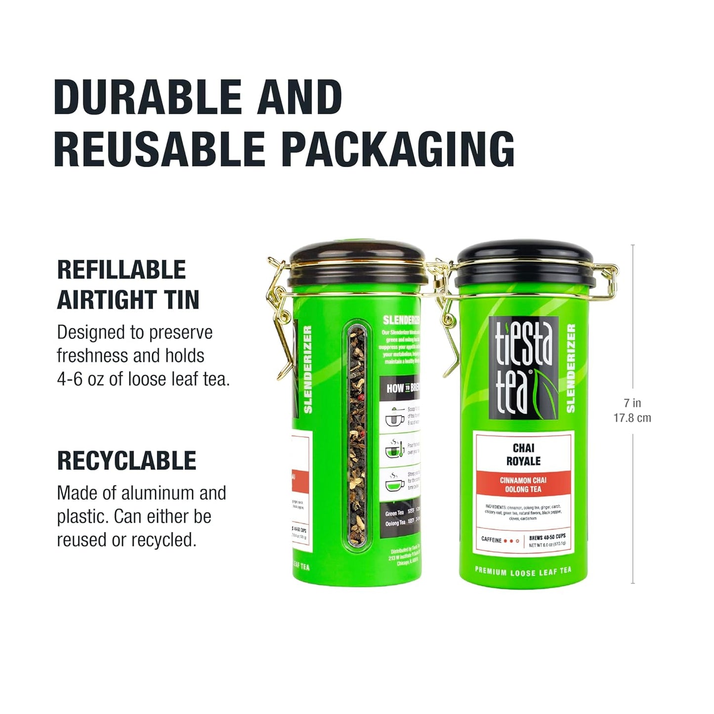Tiesta Tea - Chai Royale Tea, Loose Leaf, Cinnamon Chai Oolong Tea, Premium Medium Caffeine Tea Blend, Make Hot or Iced & Up to 50 Cups, 6 oz Refillable Tin