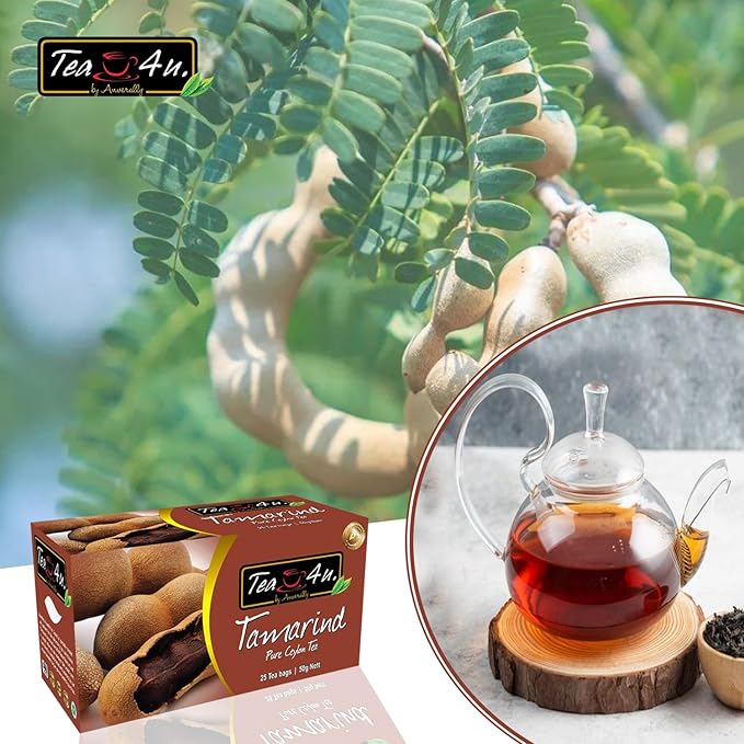 Tea4U Flavored Black Ceylon TeaBags - Tamarind, Ideal Quality from Sri Lanka's Finest Leaves and Expertly Blended - 25 Count