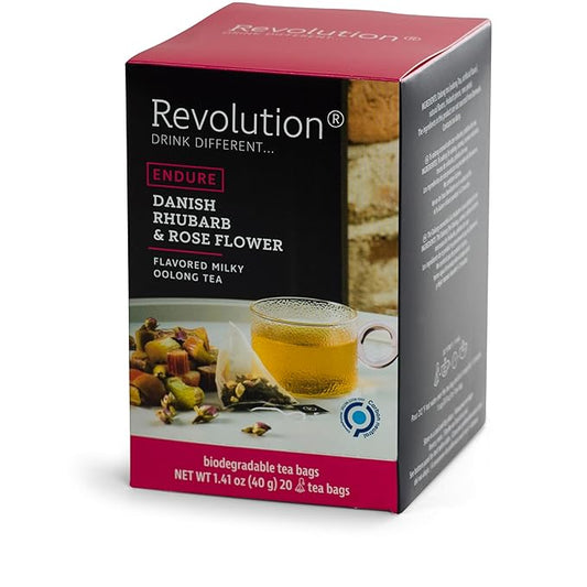 REVOLUTION TEA Rhubarb Milky Oolong Tea Danish Rhubarb & Rose Flower Premium Full Leaf Biodegradable Infuser Flavored Milky Oolong 20 Bags
