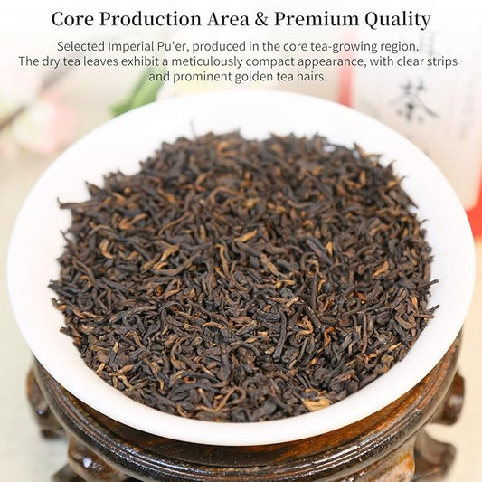 Yuexi Puerh Tea Loose Leaf Grade AAA Chinese Yunnan Puer Aged Fermented Pu-erh Ripe Puerh Chinese Tea Yunnan Ancient Tree 普洱茶 熟茶 宫廷普洱茶 云南勐海 7.05oz/200g