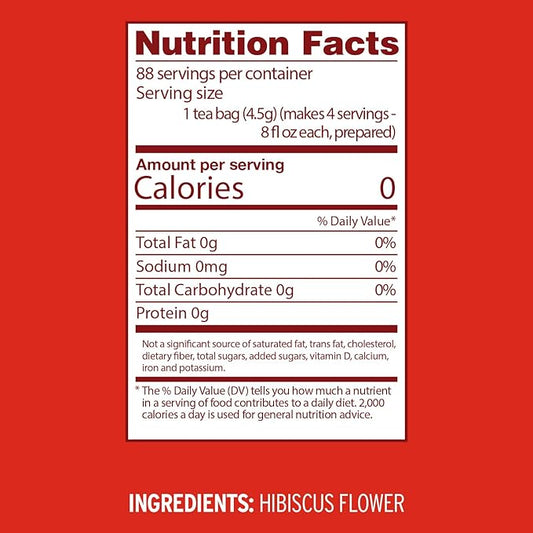 Luzianne Unsweetened Hibiscus Iced Tea Bags, Family Size, 22ct Box (Pack of 1)