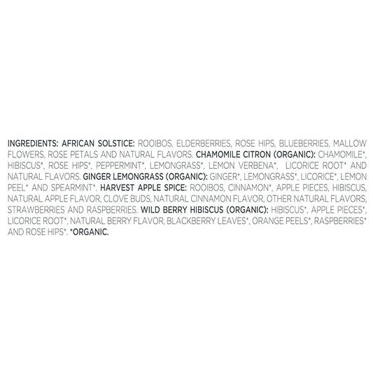 Tea Forte Assorted Herbal Petite Presentation Box Tea Gift Set Sampler, 10 Count, 2 of Each Variety Individually Wrapped Handcrafted Pyramid Infuser Bags