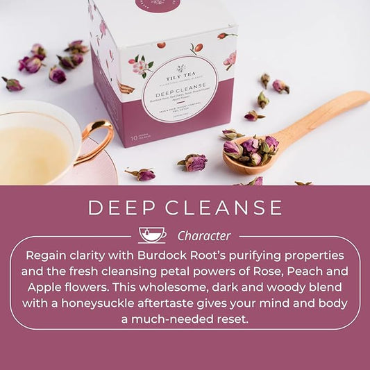 Tily Tea Deep Cleanse Herbal Tea - Natural Detox Tea for Gut Health - Caffeine Free - 10 Plastic-Free Tea Bags