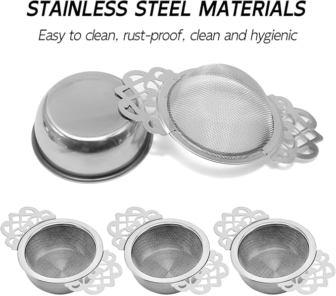 Tea Drain Strainer 304 Stainless Steel Loose Tea Infusers Strainers Mesh Tea Infuser Stainless Steel Loose Leaf Tea Filter with Handles for Loose Tea