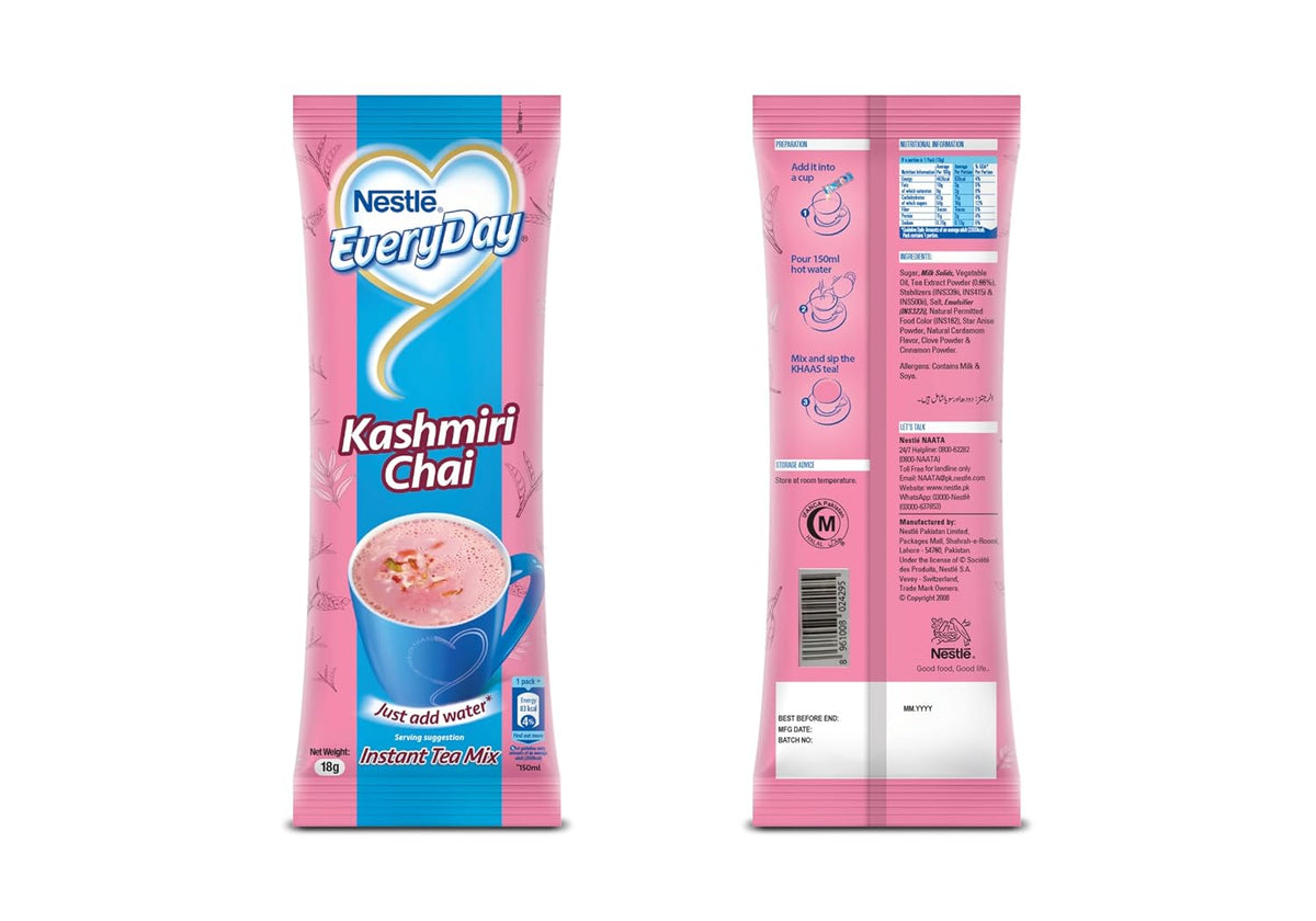 Nestlé Everyday Instant Pink Tea Mix (Kashmiri Chai) – Authentic Pink Chai, 10 Stick Sachets