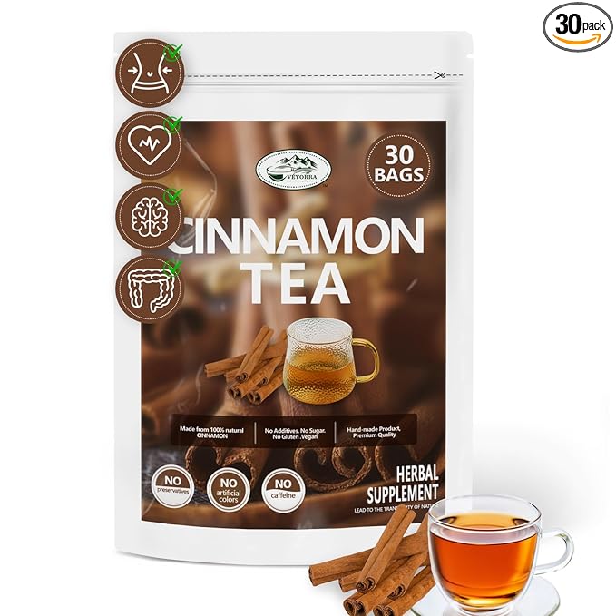 Premium Cinnamon Tea Bags - Made of 100% Natural Cinnamon Sticks, Herbal Tea. No Sugar, No Caffeine,