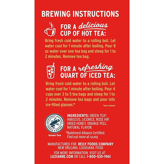 Luzianne Southern Blends Watermelon & Honey Flavored Herbal Tea Bags, 18ct Box (Pack of 6)