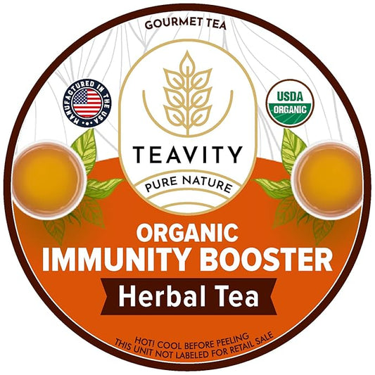 Organic Ginger Tea Pod with Echinacea, Turmeric, and Licorice for Keurig, Decaf by Teavity (24 Tea Pods)