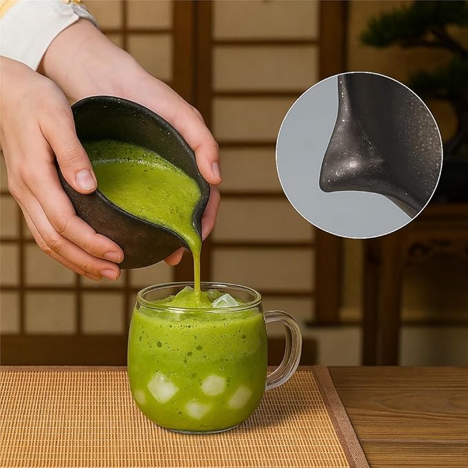 7-Piece Matcha Set with Ceramic Matcha Bowl, Bamboo Whisk (Chasen) & Holder, Sifter, Tea Scoop & Rest, Special Bamboo Tea Mat - Perfect Matcha Kit for Matcha Lovers & Gift Giving, Gilded