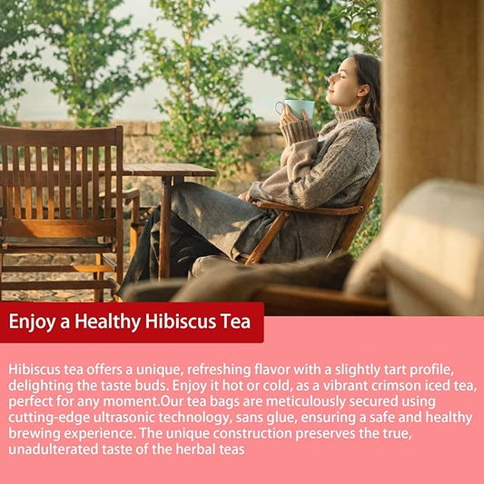 Samcci - Hibiscus Tea Bags, 50 Teabags - Premium dried hibiscus flower for tea - flor de jamaica natural - Non-GMO - Caffeine-free