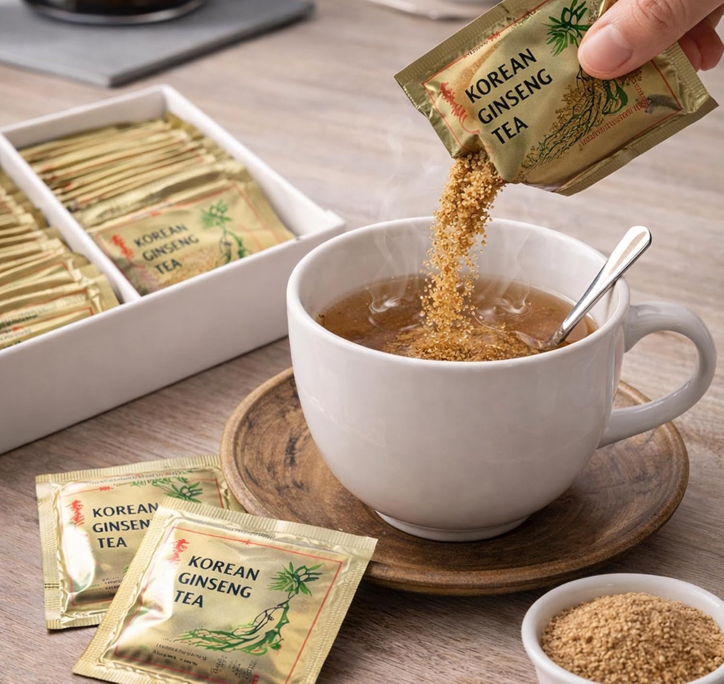 LENITH Korean Ginseng Tea, Instant Tea Sticks, Individually Wrapped, Hot or Cold Water Soluble – 5.29 oz