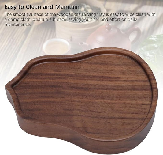 Chinese Style Wooden Gongfu Tea Tray, Small Tea Table Serving Tray Multifunctional Use for Home Office Decor Wood Material 12.5x10x1.8cm