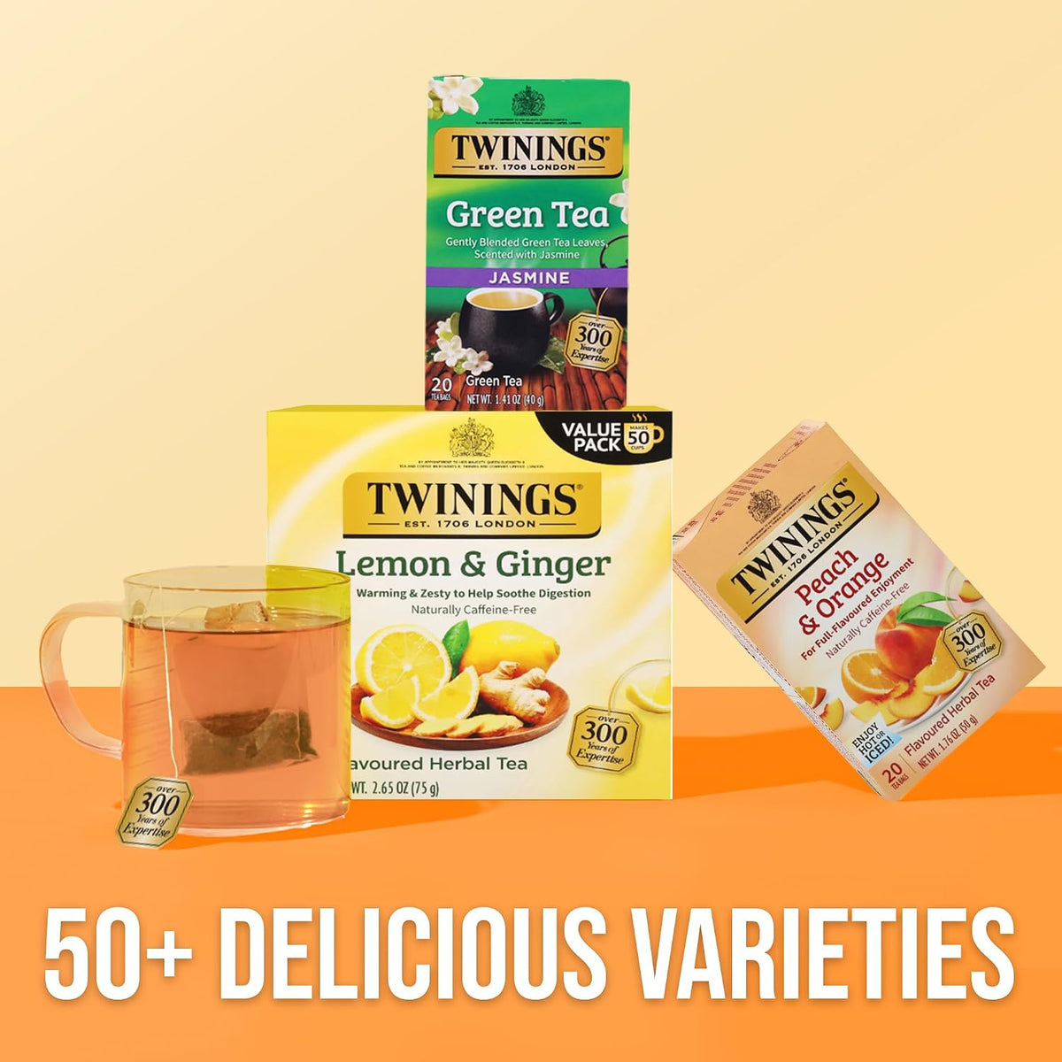 Twinings Peach & Orange Herbal Tea Individually Wrapped Bags