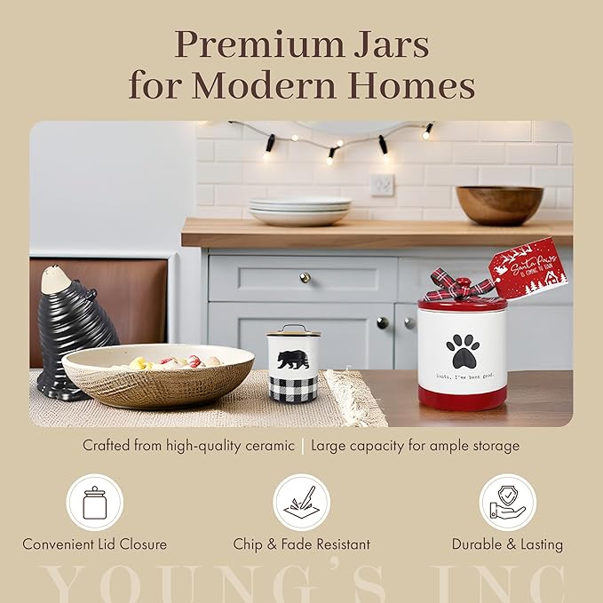 Young's Inc. Ceramic Honey Bee Cookie Jar with Lid and Handle – Honeycomb Design, 5.75" x 5.83" x 7.87", Decorative and Functional Kitchen Storage