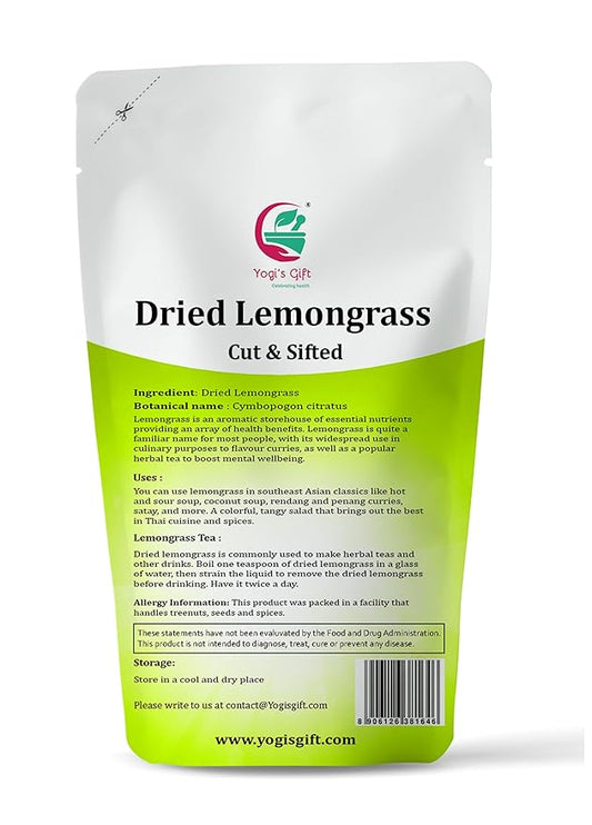 Dried Lemongrass 4 oz, Cut and Sifted Loose Leaf, Aroma Rich Lemon Grass, by Yogi's Gift ®