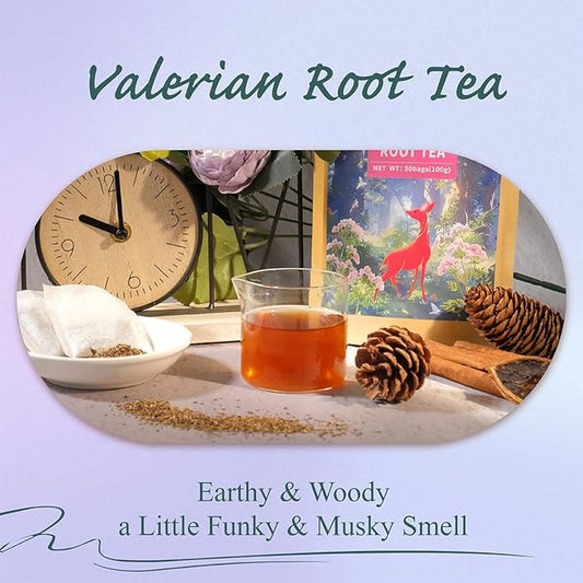 WT Weetee Valerian Root Tea Bags, 50 Count – Pure Valeriana, Earthy/Woody, Caffeine-Free
