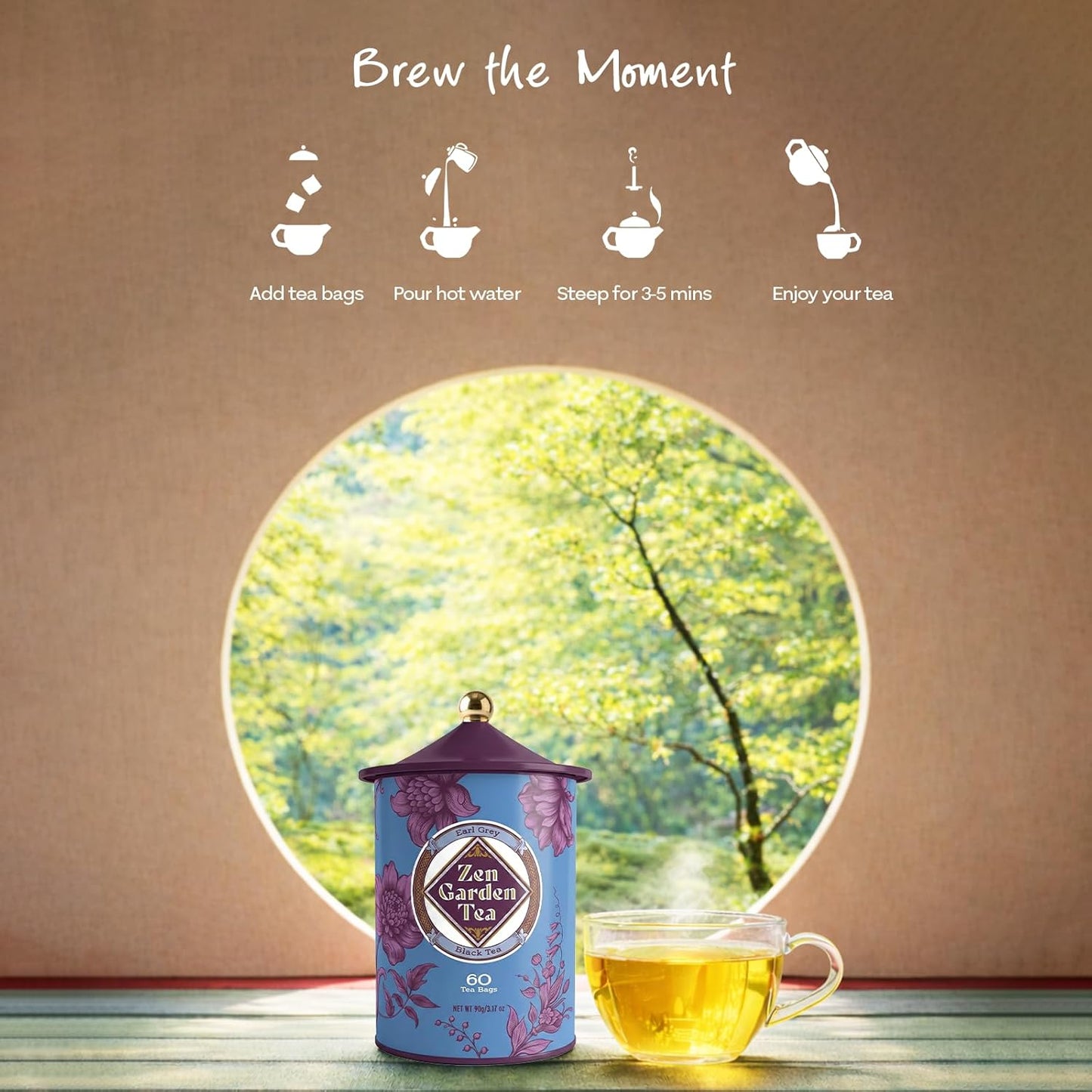 Life Plus Style Gourmet Zen Garden Earl Grey Black Tea Bergamot Herbal Black Caffeinated Hot or Iced Natural 60 Tea Bags