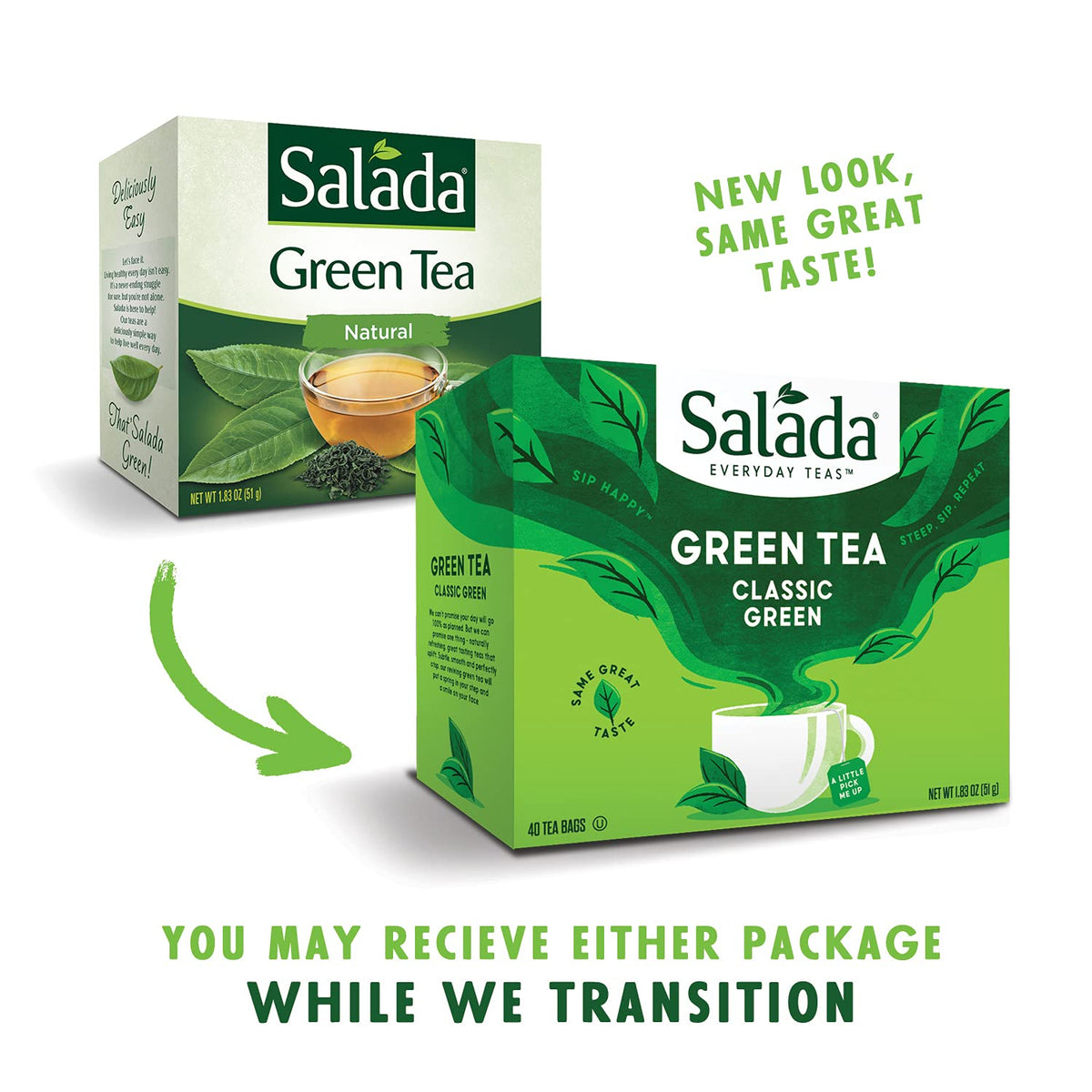 Salada Green Tea with 40 Individually Wrapped Tea Bags Contains Caffeine Brew Hot Naturally Flavored Rich in Antioxidants