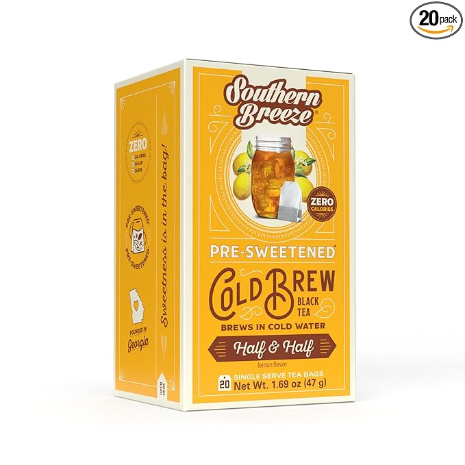 Southern Breeze Cold Brew Sweet Tea Half & Half Iced Tea with Black Tea and Zero Carbs Zero Sugar, 2