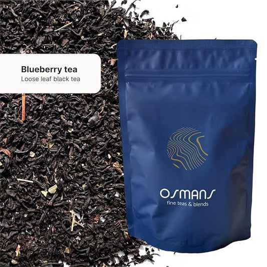Osmans Organic Blueberry Black Tea – Premium Loose Leaf, Fruity & Sweet Blend, 3oz