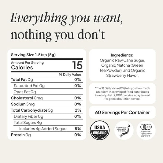 Morning Made Strawberry Flavoured Ceremonial Grade Matcha Powder | 8.46oz (240g) Resealable Tin | 60 Servings Premium Japanese Green Tea | Sweetened with Organic Sugar | Rich in Antioxidants & Energy Boosting