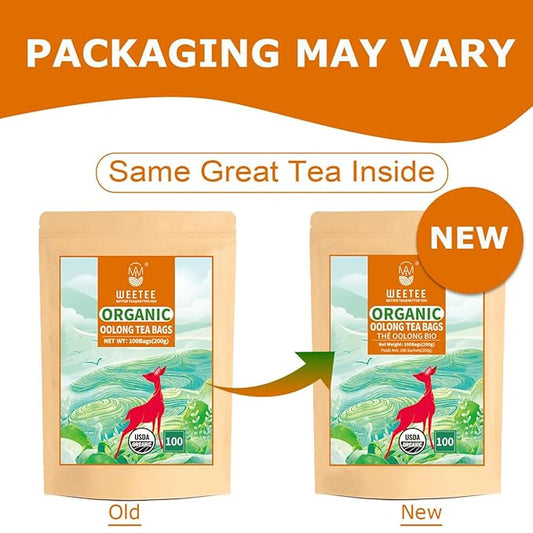 WT WEETEE Organic Oolong Tea Bags, Organic Oolong Tea 100 Count, Mild & Refreshing, Natural Caffein, Unsweetened Healthy Tea bag