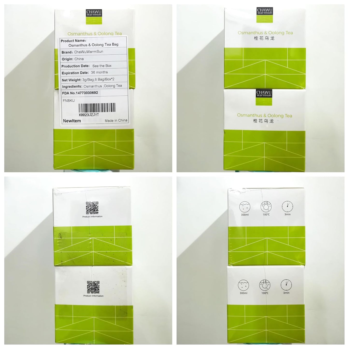 ChaWuWarmSun Osmanthus Oolong Tea Bags, 16 Count, 8 Bags/Box Pack of 2 | Light Roasting TieGuanYin With Natural Osmanthus. Mellow Smooth Taste Without Bitterness. Chinese Oolong Infusion.