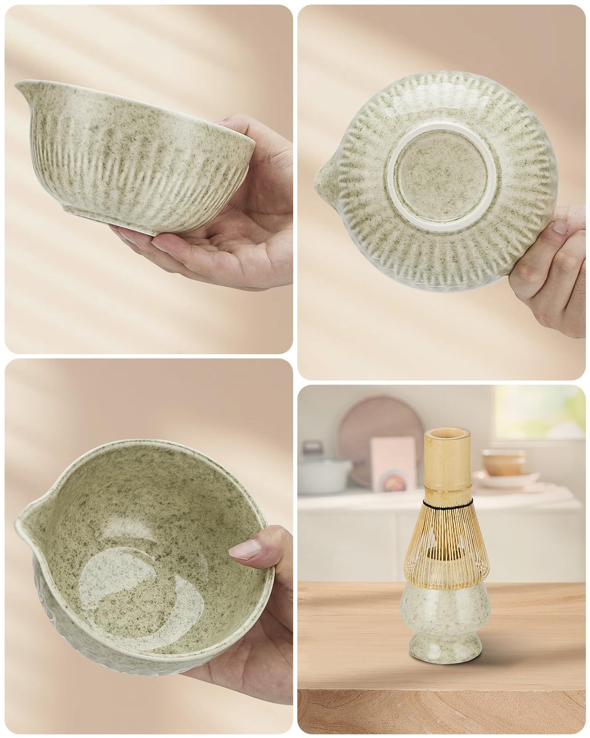 Haotao 20Oz Matcha Whisk Set,7 Pcs Matcha Kit Includes Matcha Bowl, Whisk & Holder, Bamboo Scoop, Scoop Rest, Sifter & Tea