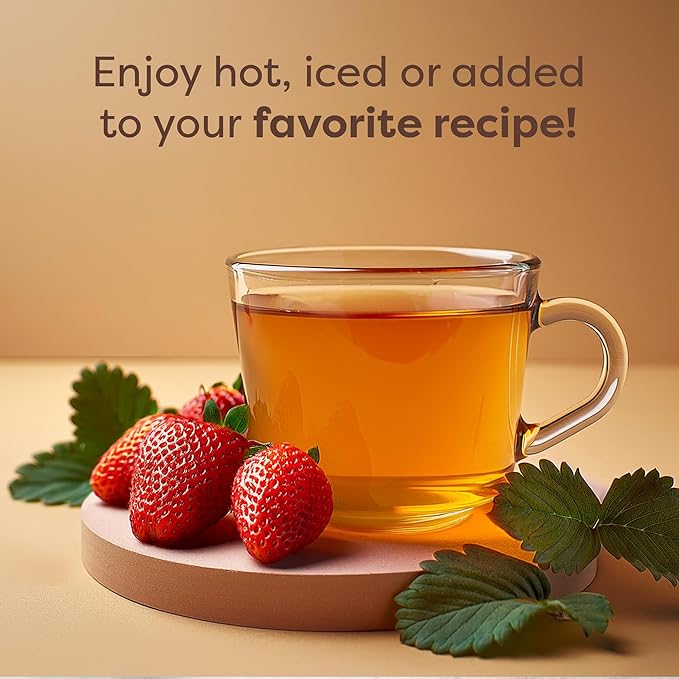 Waka Instant Green Tea Mix, Strawberry Flavored - 100% Tea Leaves, No Additives, Unsweetened Sample/Travel Size Tea Powder - Easy Quick Hot and Iced Teas, Up to 20 Cups or 5 Quarts (.45oz)
