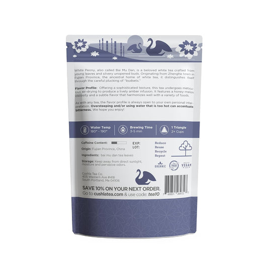 Imperial Grade White Peony Tea Bags - Bai Mu Dan (also known as Pai Mu Tan, Baimudan, Paimutan) - Fresh White Tea - Low Caffeine - High Antioxidants - 40 Count
