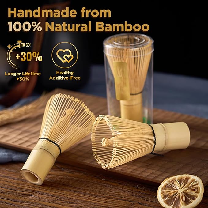 AANQQ Matcha Whisk Set: 7-PCS Matcha Set Whisk & Bowl Kit - 19OZ/560ml Ceramic Matcha Bowl with Spout - Matcha Starter Making Kit Ceremony Gift for Japanese Tea Lovers/Kitchen/Office (Green)