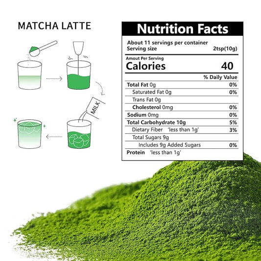 Sweetened Matcha Green Tea Powder Sweet Powder Instant Matcha Latte Blend 100% Pure Premium Matcha for Latte 4oz(113g) Jiuyu