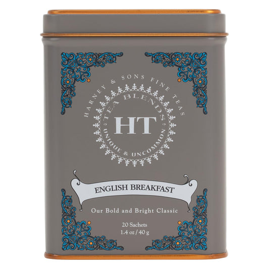 Harney & Sons English Breakfast Tea, Caffeinated, 20ct sachet tin, HT Tea Blends