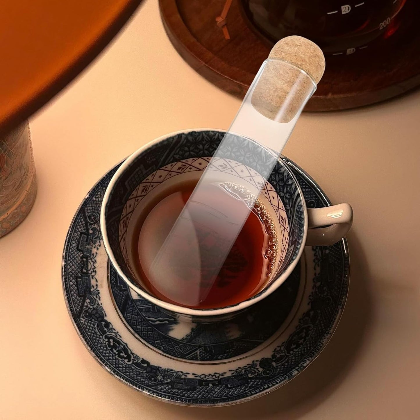 6pcs Glass Tea Infuser Tubes with Cork Stoppers Borosilicate Glass Strainers for Loose Leaf Tea Brewing at Home Or Office