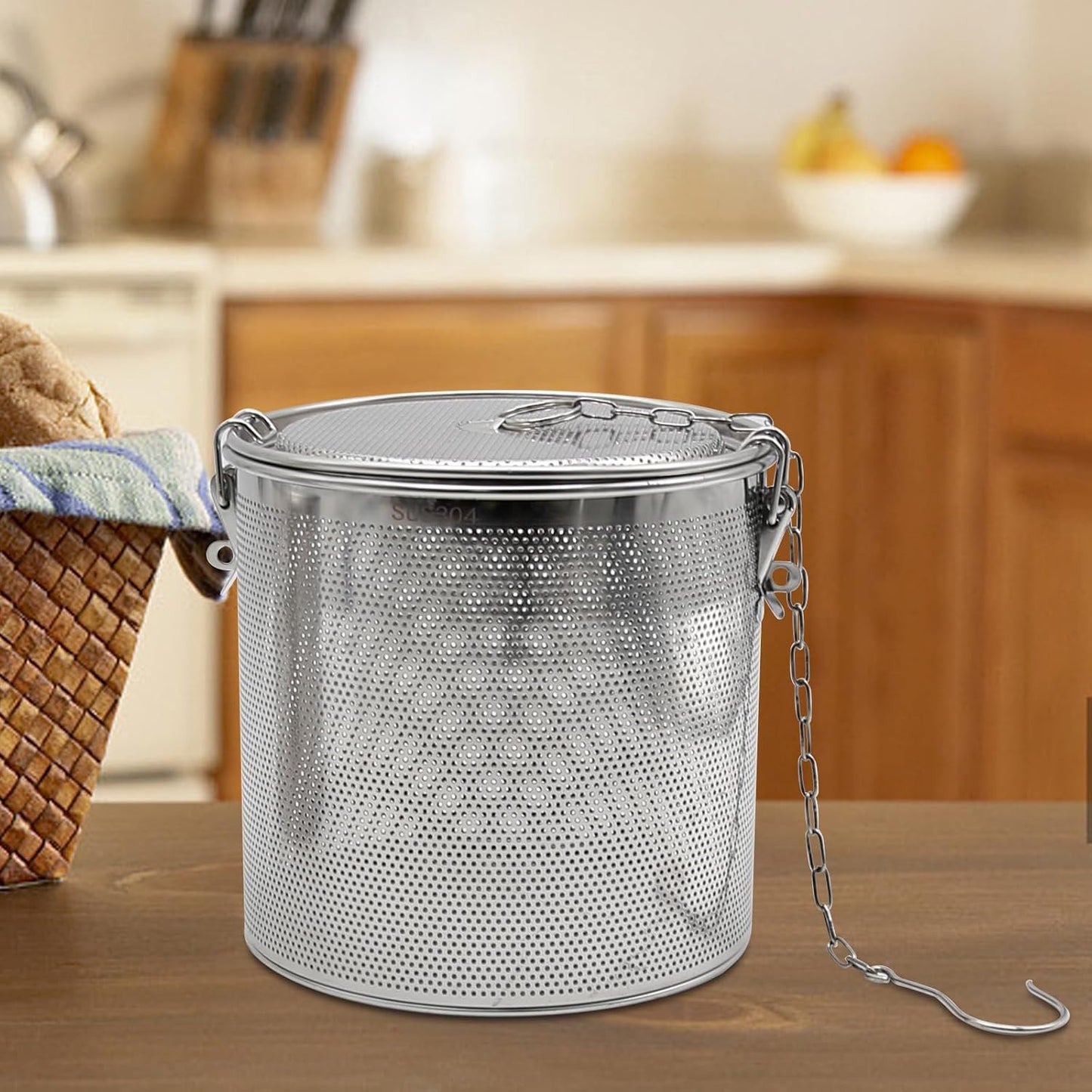 Tea Infuser, Stainless Steel Seasoning Strainer Tea Ball Filter Soup Seasonings Seperation Basket Spice Filter Tea Sieve for Home Restaurant Kitchen (5.11 x 5.7 inch)